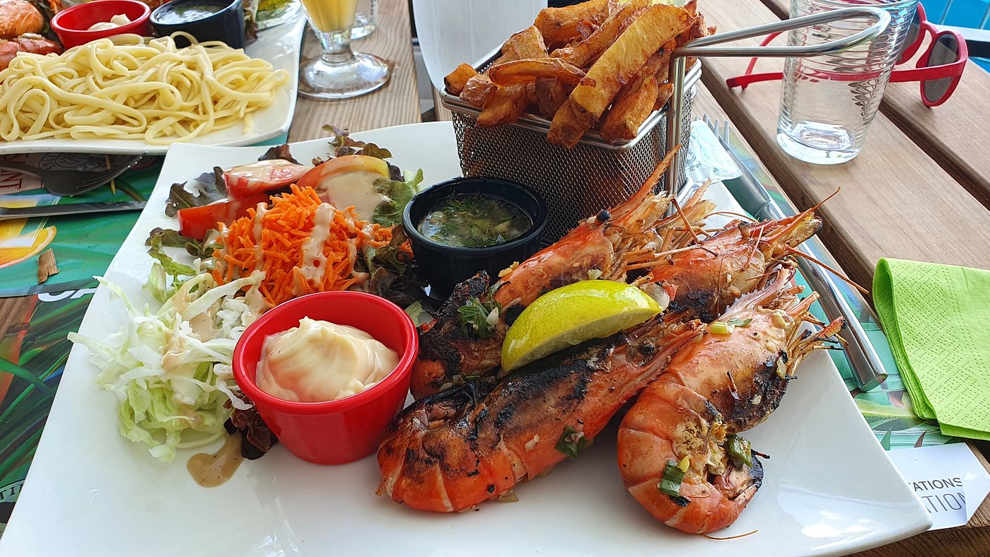 Gambas grillées et frites maison